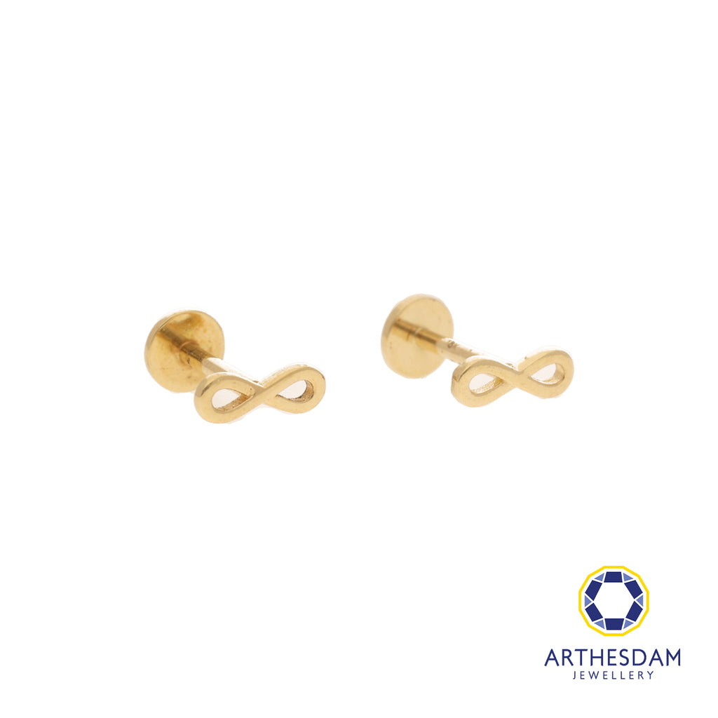 Arthesdam Jewellery 18K Gold Dainty Infinity Earrings (Flat-back)