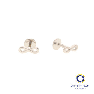 Arthesdam Jewellery 18K White Gold Dainty Infinity Earrings (Flat-back)