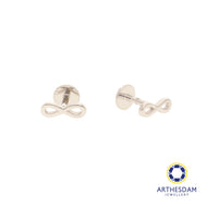 Arthesdam Jewellery 18K White Gold Dainty Infinity Earrings (Flat-back)