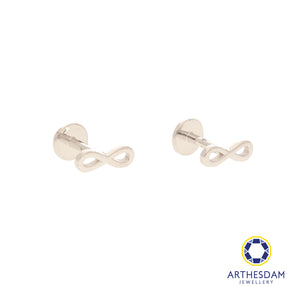 Arthesdam Jewellery 18K White Gold Dainty Infinity Earrings (Flat-back)