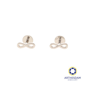 Arthesdam Jewellery 18K White Gold Dainty Infinity Earrings (Flat-back)