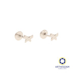 Arthesdam Jewellery 18K White Gold Dainty Butterfly Earrings (Flat-back)