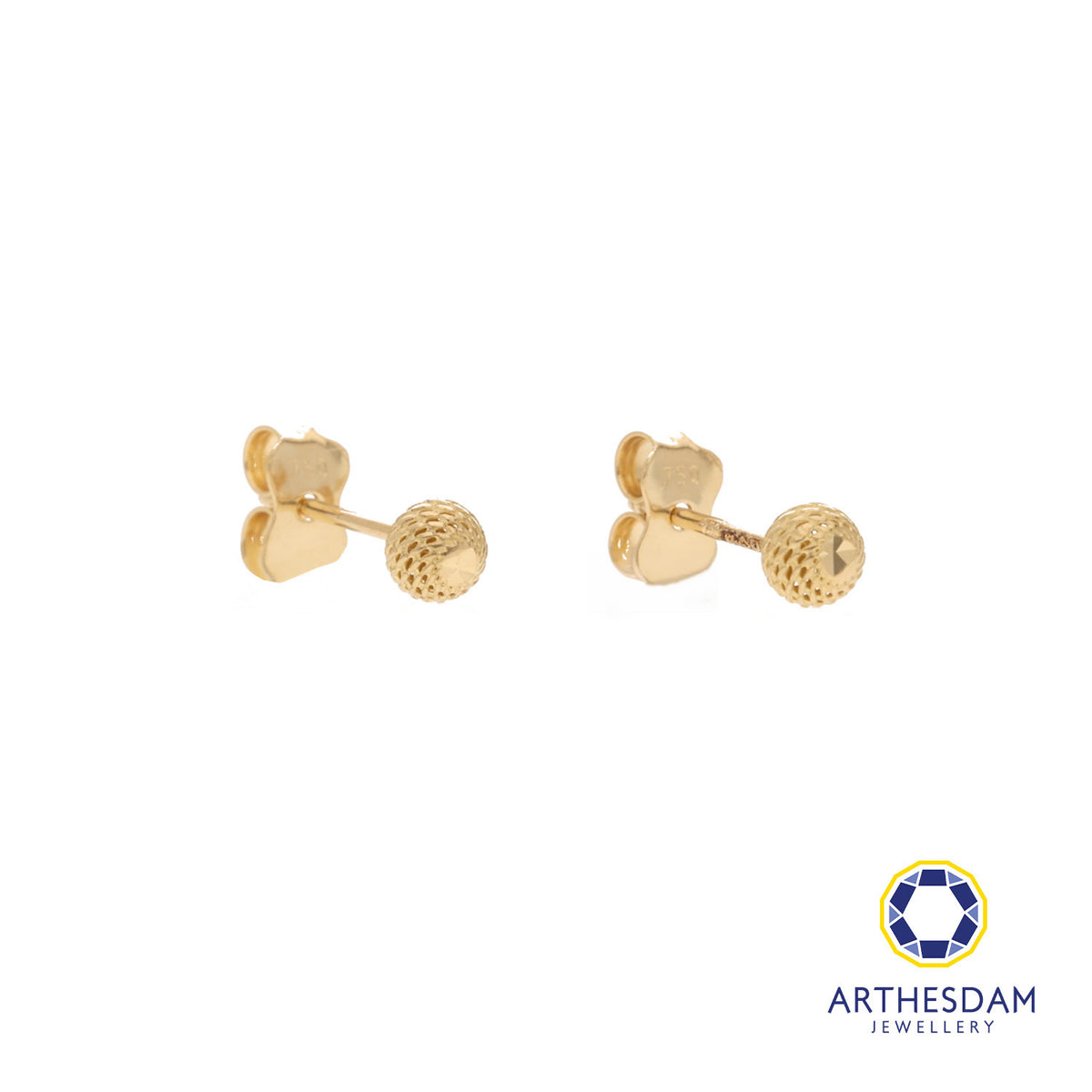 Arthesdam Jewellery 18K Yellow Gold Faceted Ball Earrings