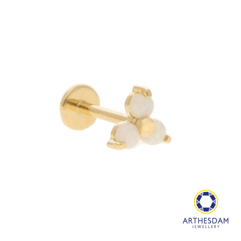 Arthesdam Jewellery 18K Gold Opal Trio Single Stud Earring (Flat-back)