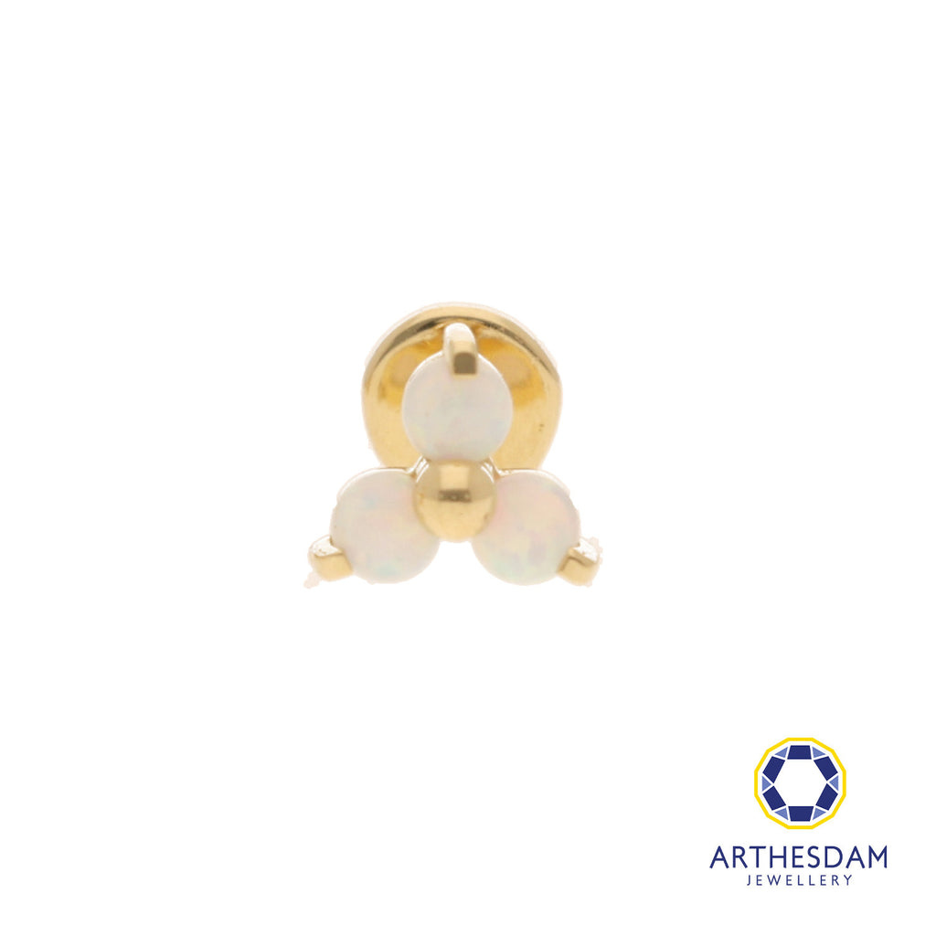 Arthesdam Jewellery 18K Gold Opal Trio Single Stud Earring (Flat-back)