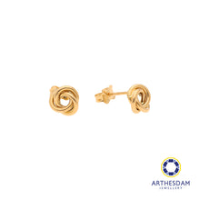 Load image into Gallery viewer, Arthesdam Jewellery 18K Yellow Gold Trio Rings Stud Earrings
