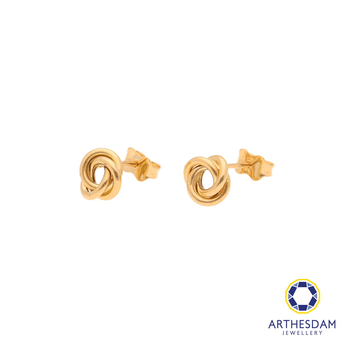Arthesdam Jewellery 18K Yellow Gold Trio Rings Stud Earrings