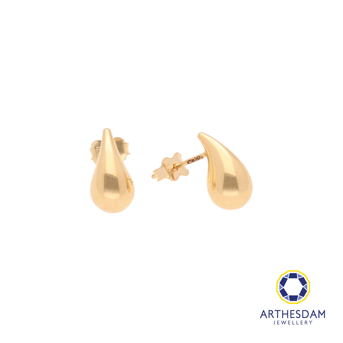 Arthesdam Jewellery 18K Yellow Gold Classy Raindrop Stud Earrings
