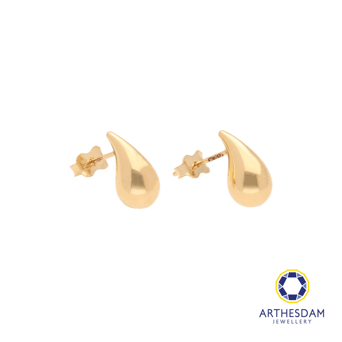 Arthesdam Jewellery 18K Yellow Gold Classy Raindrop Stud Earrings