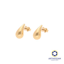 Load image into Gallery viewer, Arthesdam Jewellery 18K Yellow Gold Classy Raindrop Stud Earrings
