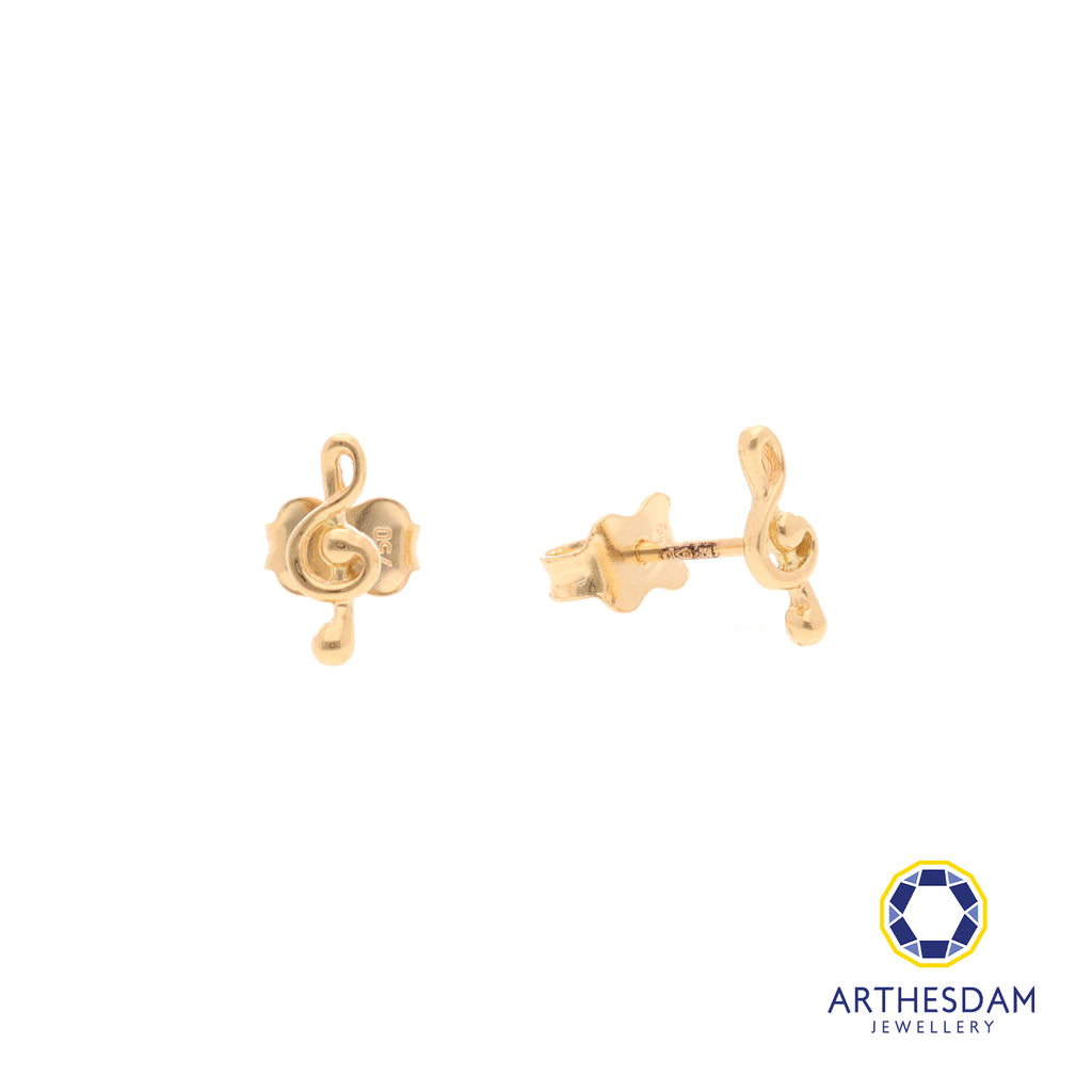 Arthesdam Jewellery 18K Yellow Gold Music Note Stud Earrings