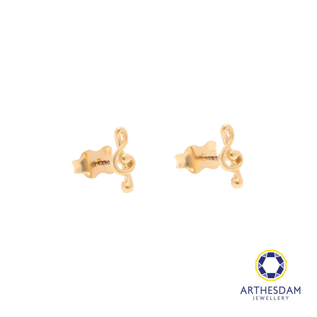 Arthesdam Jewellery 18K Yellow Gold Music Note Stud Earrings