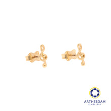 Load image into Gallery viewer, Arthesdam Jewellery 18K Yellow Gold Music Note Stud Earrings
