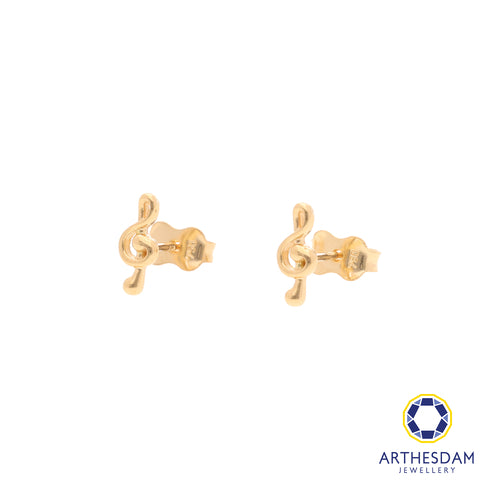Arthesdam Jewellery 18K Yellow Gold Music Note Stud Earrings
