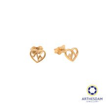 Load image into Gallery viewer, Arthesdam Jewellery 18K Yellow Gold Heart Beat Stud Earrings

