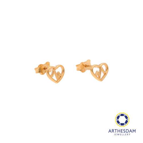 Arthesdam Jewellery 18K Yellow Gold Heart Beat Stud Earrings