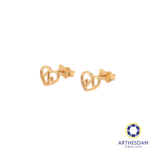 Arthesdam Jewellery 18K Yellow Gold Heart Beat Stud Earrings