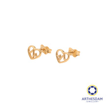 Load image into Gallery viewer, Arthesdam Jewellery 18K Yellow Gold Heart Beat Stud Earrings
