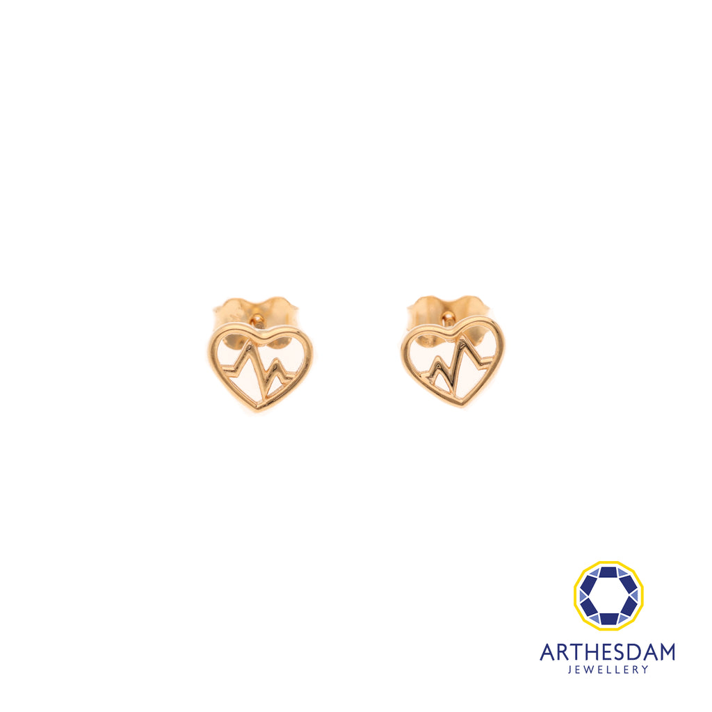 Arthesdam Jewellery 18K Yellow Gold Heart Beat Stud Earrings