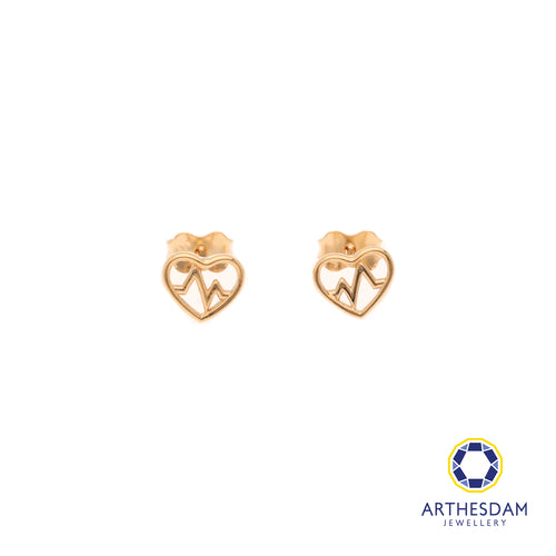 Arthesdam Jewellery 18K Yellow Gold Heart Beat Stud Earrings