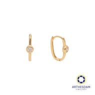 Arthesdam Jewellery 18K Yellow Gold Sparkly Stone Oblong Hoop Earrings
