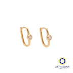 Arthesdam Jewellery 18K Yellow Gold Sparkly Stone Oblong Hoop Earrings