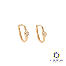Load image into Gallery viewer, Arthesdam Jewellery 18K Yellow Gold Sparkly Stone Oblong Hoop Earrings
