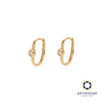 Arthesdam Jewellery 18K Yellow Gold Sparkly Stone Oblong Hoop Earrings