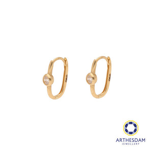 Arthesdam Jewellery 18K Yellow Gold Sparkly Stone Oblong Hoop Earrings