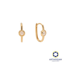 Load image into Gallery viewer, Arthesdam Jewellery 18K Yellow Gold Pearl Oblong Hoop Earrings

