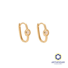 Load image into Gallery viewer, Arthesdam Jewellery 18K Yellow Gold Pearl Oblong Hoop Earrings
