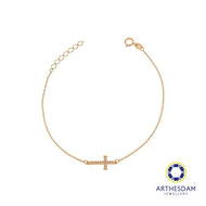 Arthesdam Jewellery 18K Yellow Gold Sparkly Cross Bracelet