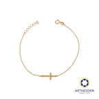 Arthesdam Jewellery 18K Yellow Gold Sparkly Cross Bracelet