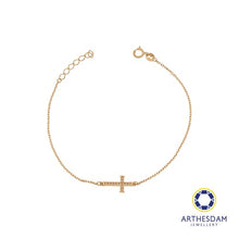 Load image into Gallery viewer, Arthesdam Jewellery 18K Yellow Gold Sparkly Cross Bracelet
