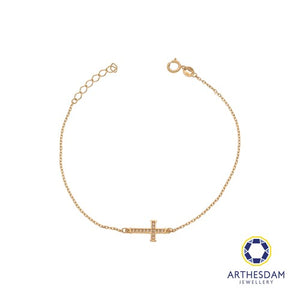 Arthesdam Jewellery 18K Yellow Gold Sparkly Cross Bracelet