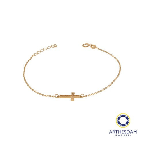 Arthesdam Jewellery 18K Yellow Gold Sparkly Cross Bracelet