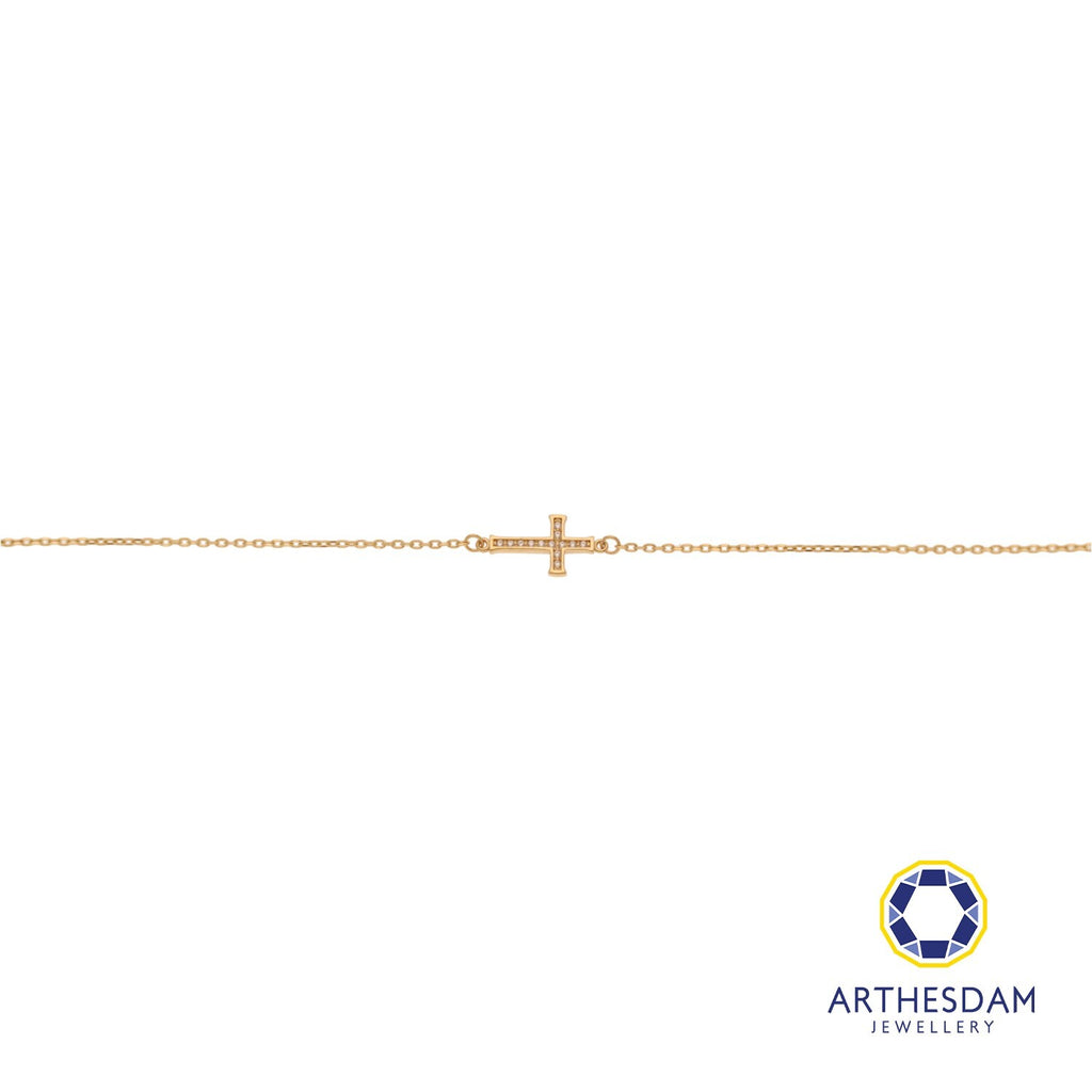 Arthesdam Jewellery 18K Yellow Gold Sparkly Cross Bracelet