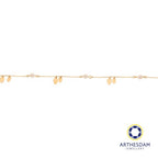 Arthesdam Jewellery 18K Yellow Gold Dainty Pearls with Dangling Oval Bracelet