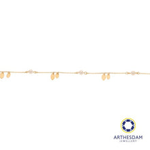 Load image into Gallery viewer, Arthesdam Jewellery 18K Yellow Gold Dainty Pearls with Dangling Oval Bracelet
