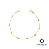 Arthesdam Jewellery 18K Yellow Gold Dainty Stones and Ball Bracelet
