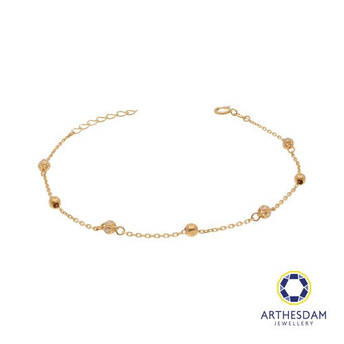 Arthesdam Jewellery 18K Yellow Gold Dainty Stones and Ball Bracelet