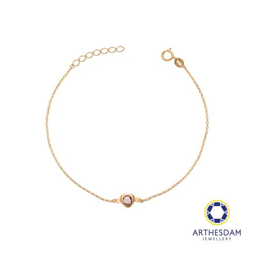 Arthesdam Jewellery 18K Yellow Gold Purple Stone Heart Bracelet