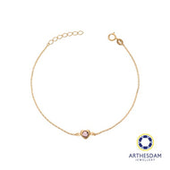 Arthesdam Jewellery 18K Yellow Gold Purple Stone Heart Bracelet