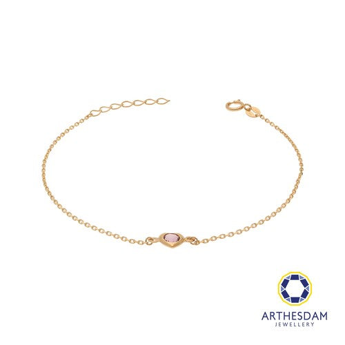 Arthesdam Jewellery 18K Yellow Gold Purple Stone Heart Bracelet