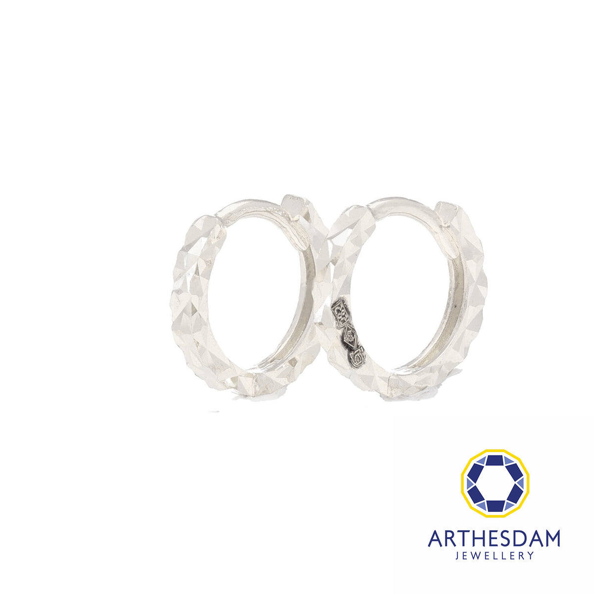 Arthesdam Jewellery 14K White Gold Sparkles Petite Hoop Earrings