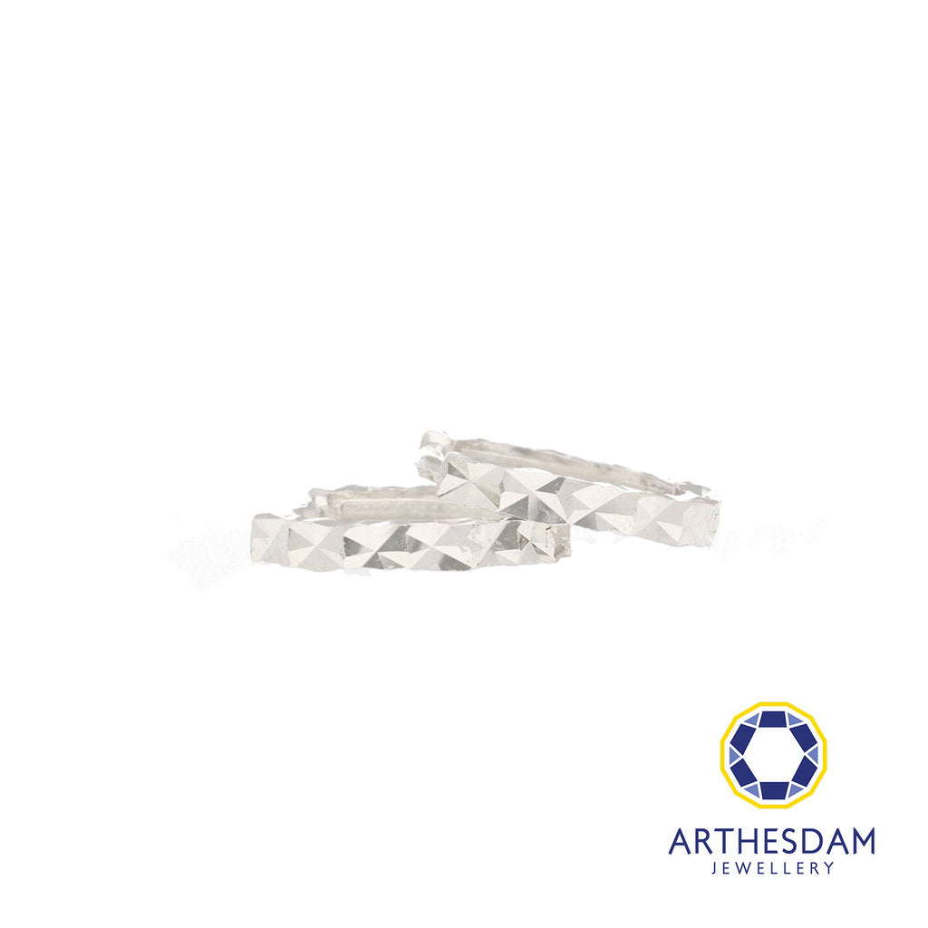 Arthesdam Jewellery 14K White Gold Sparkles Petite Hoop Earrings