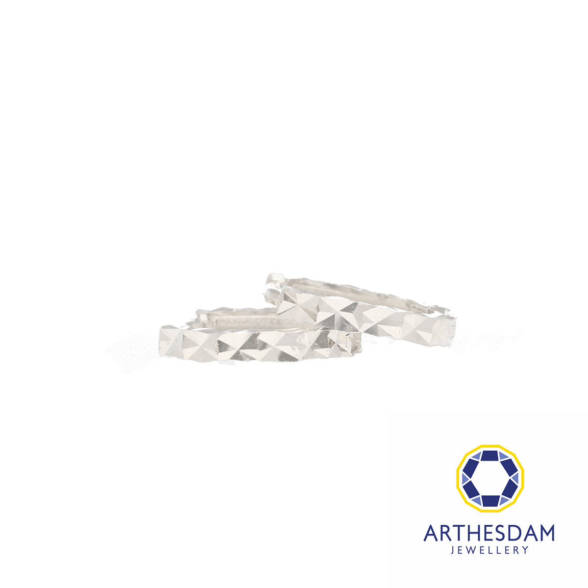 Arthesdam Jewellery 14K White Gold Sparkles Petite Hoop Earrings