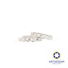 Load image into Gallery viewer, Arthesdam Jewellery 14K White Gold Sparkles Petite Hoop Earrings
