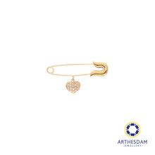 Load image into Gallery viewer, Arthesdam Jewellery 9K Yellow Gold Dangling Heart Brooch
