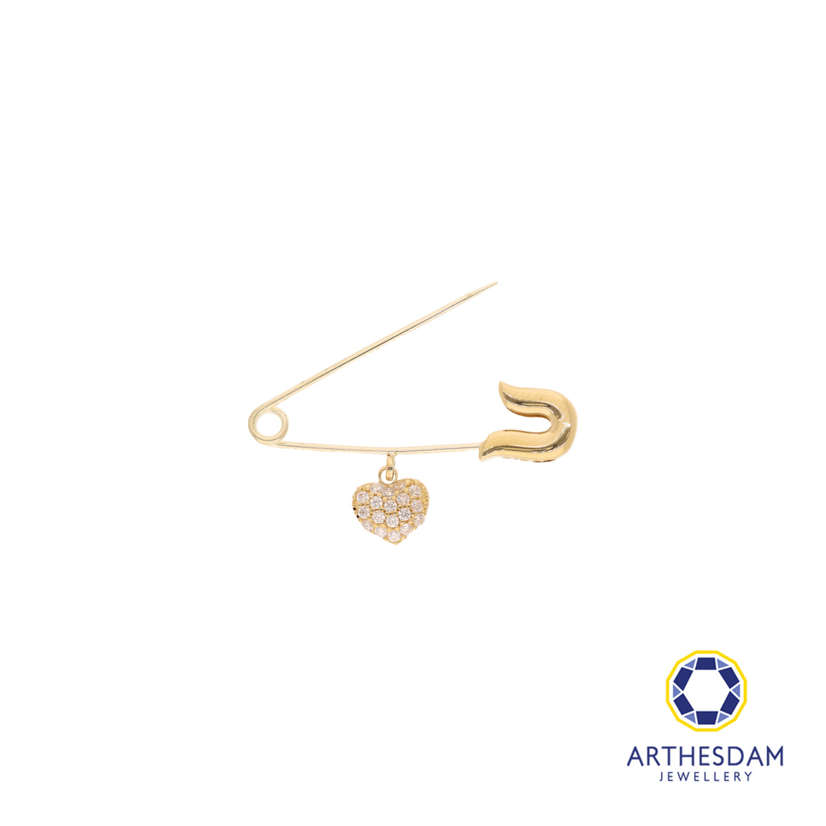 Arthesdam Jewellery 9K Yellow Gold Dangling Heart Brooch